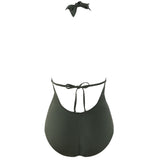 Women's Sexy Basic Front Deep V Open Back One Piece Swimsuit