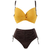 Two-piece high-waisted bikini set ruched swimsuit